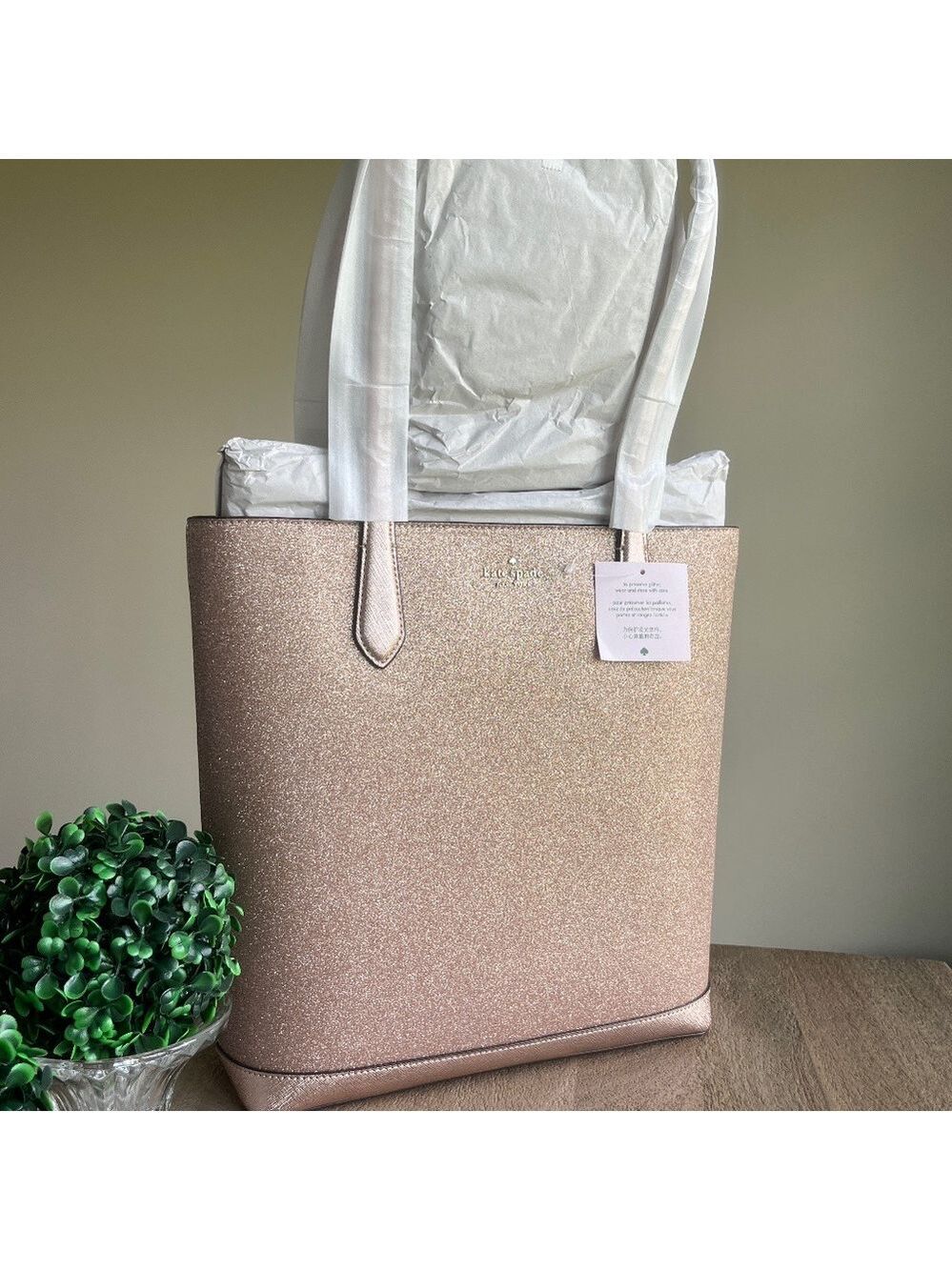 kate spade tote rose gold tinsel